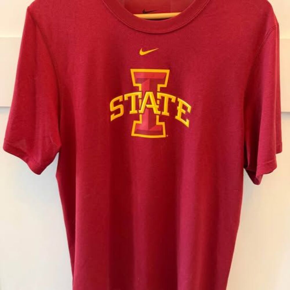 Mens Nike Dri Fit Iowa State Cyclones ISU Red Burgundy Yellow College T-Shirt M